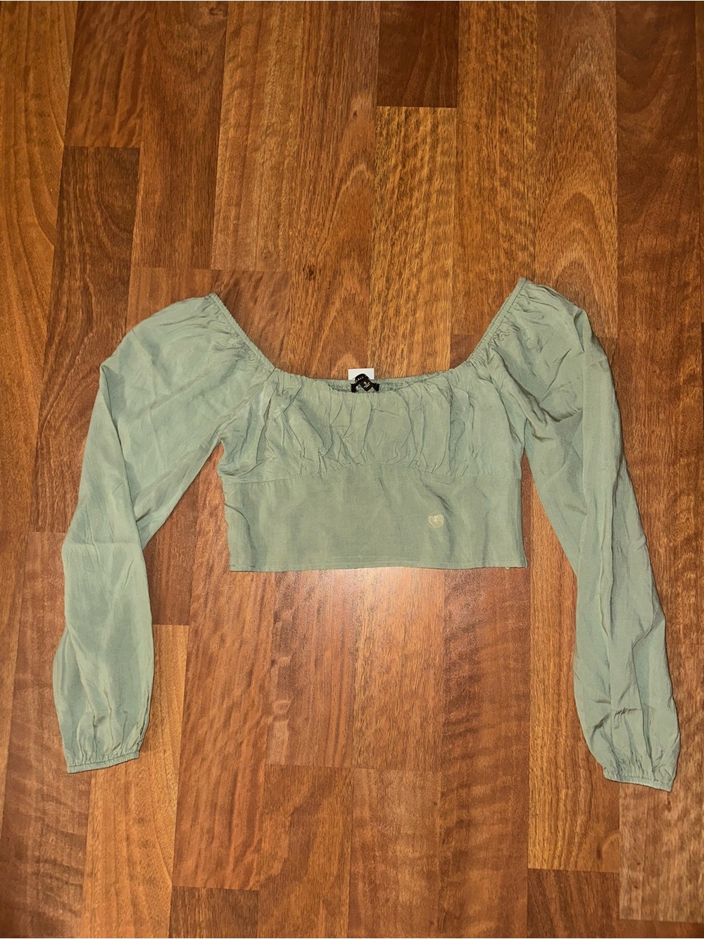 Kendall & Kylie Light Sage Long-Sleeve Crop Top - Women